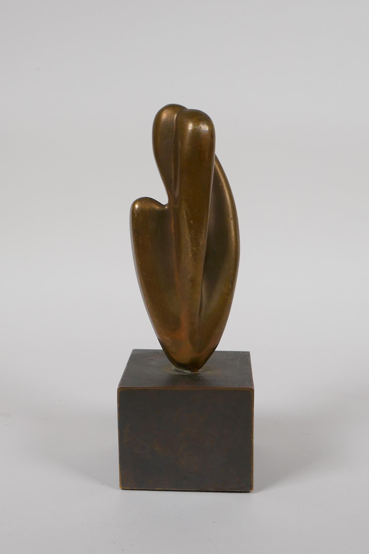 An abstract bronze sculpture, purportedly gifted by Barbara Hepworth to her supplier, 7" high - Image 2 of 7