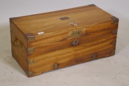 A small camphorwood chest with campaign style mounts, 28" x 14" x 12"