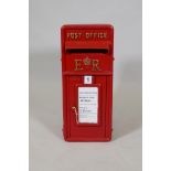 A painted cast iron replica post box, 10" x 14½", 23½" high