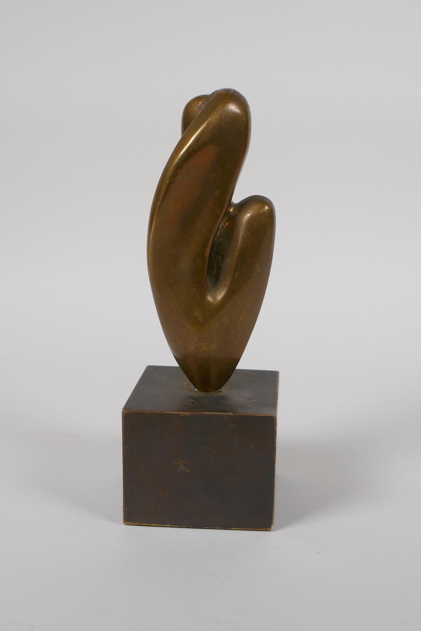 An abstract bronze sculpture, purportedly gifted by Barbara Hepworth to her supplier, 7" high - Image 5 of 7