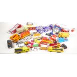 A box of die cast Corgi, Dinky and Matchbox toy vehicles