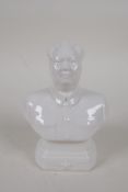 A Chinese blanc de chine porcelain bust of Mao, 4½" high