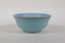 A Chinese Ru ware style porcelain rice bowl, 5½" diameter