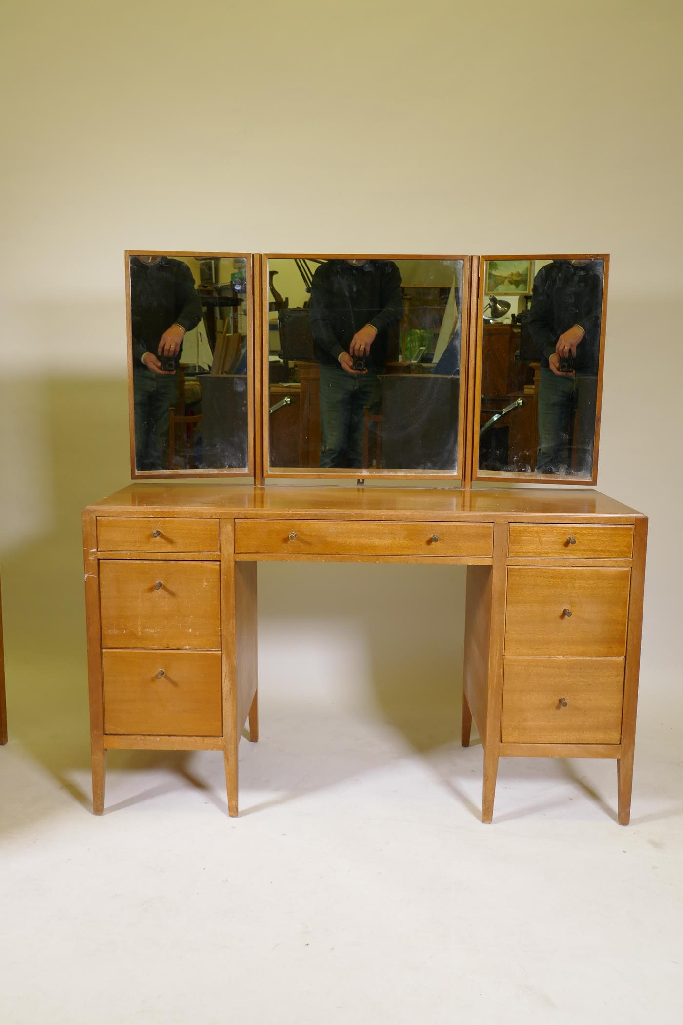 A mid century Loughborough for Heals tall chest of six drawers and a matching dressing table, - Image 3 of 6
