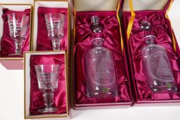 Wedgwood 1981 Royal Wedding Commemorative glass ware, two decanters and three wine glasses, all