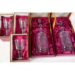 Wedgwood 1981 Royal Wedding Commemorative glass ware, two decanters and three wine glasses, all