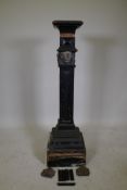 A Victorian ebonised pedestal, AF requires re-glueing, 51" high