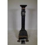 A Victorian ebonised pedestal, AF requires re-glueing, 51" high