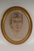 A portrait of a young man, signed and dated 1983, pastel, in a good gilt frame, 19" x 15½"