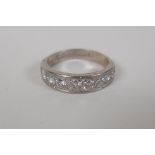 An 18ct white gold and diamond set half eternity ring, approx 1.7cts, size T/V