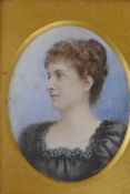 An early C19th miniature painting of a lady, signed A. Horst (?), 3" x 2½", in a period gilt frame