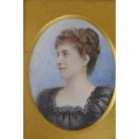 An early C19th miniature painting of a lady, signed A. Horst (?), 3" x 2½", in a period gilt frame