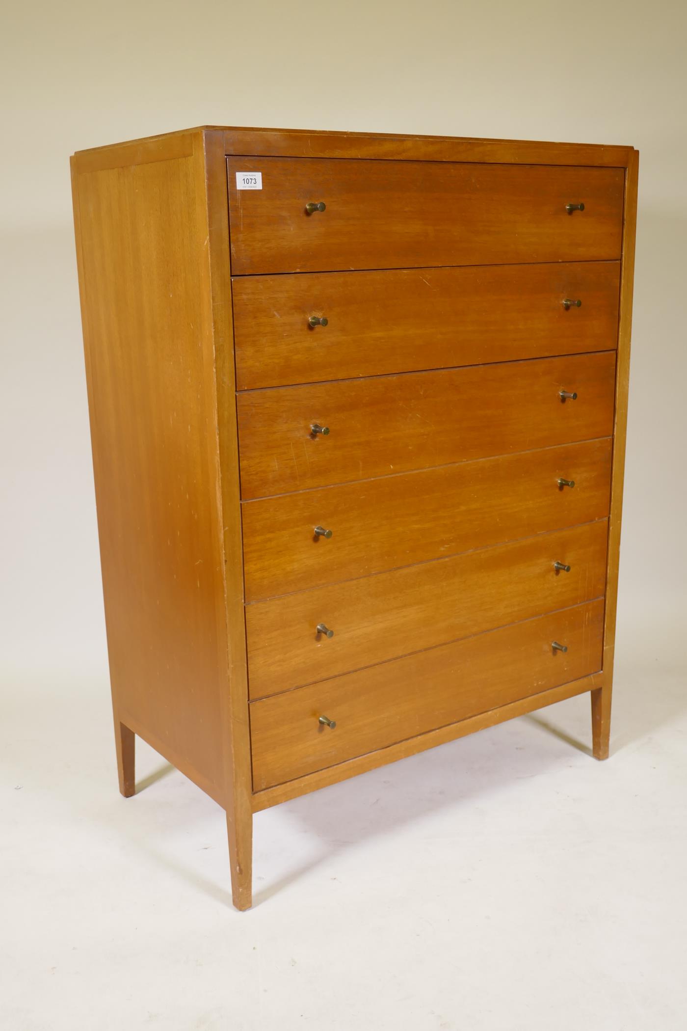 A mid century Loughborough for Heals tall chest of six drawers and a matching dressing table, - Image 5 of 6