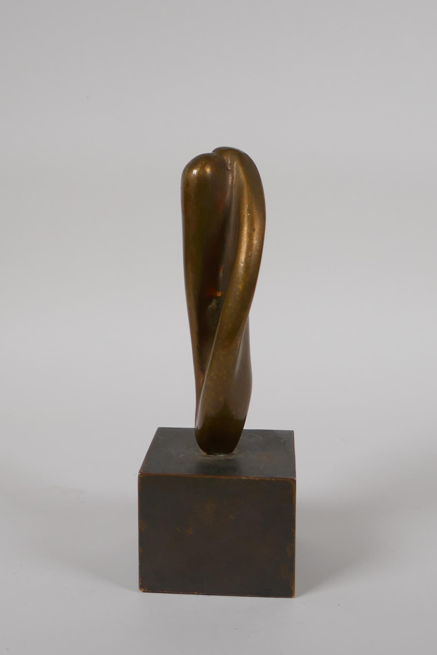 An abstract bronze sculpture, purportedly gifted by Barbara Hepworth to her supplier, 7" high - Image 6 of 7