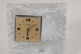 A C20th Daum glass mantel clock, 8" square