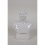 A Chinese blanc de chine porcelain bust of Mao, 4½" high