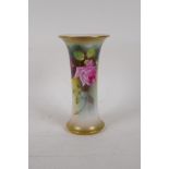 A Royal Worcester Kitty Blake vase with rose decoration, signed, 7½" high