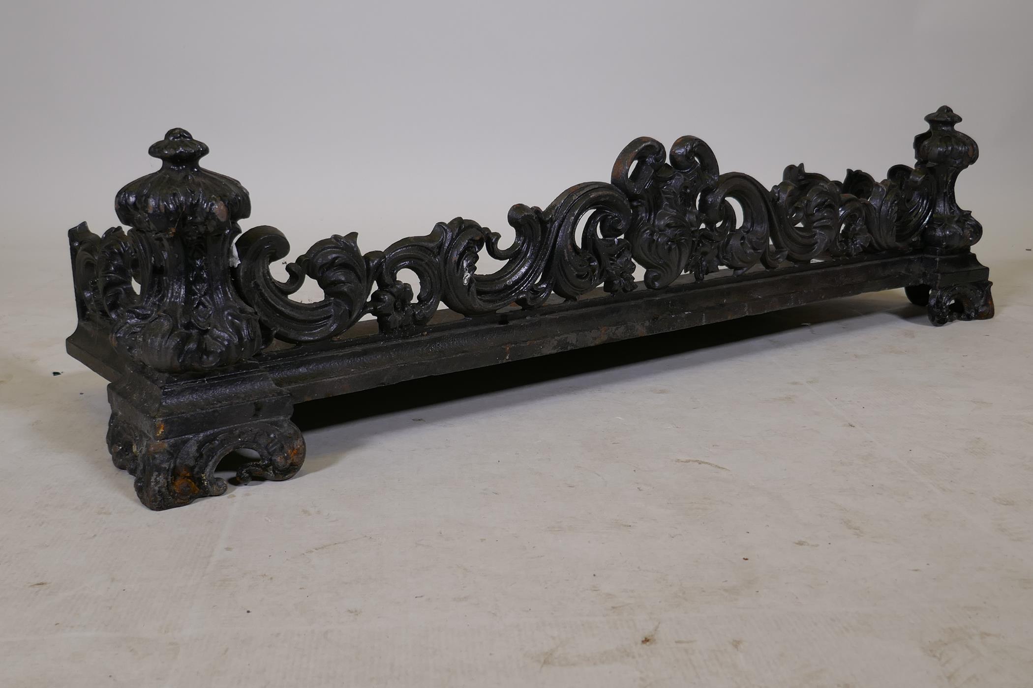 A Victorian cast iron fire surround with Rococo style decoration, 41" x 12" x 10" - Image 2 of 2