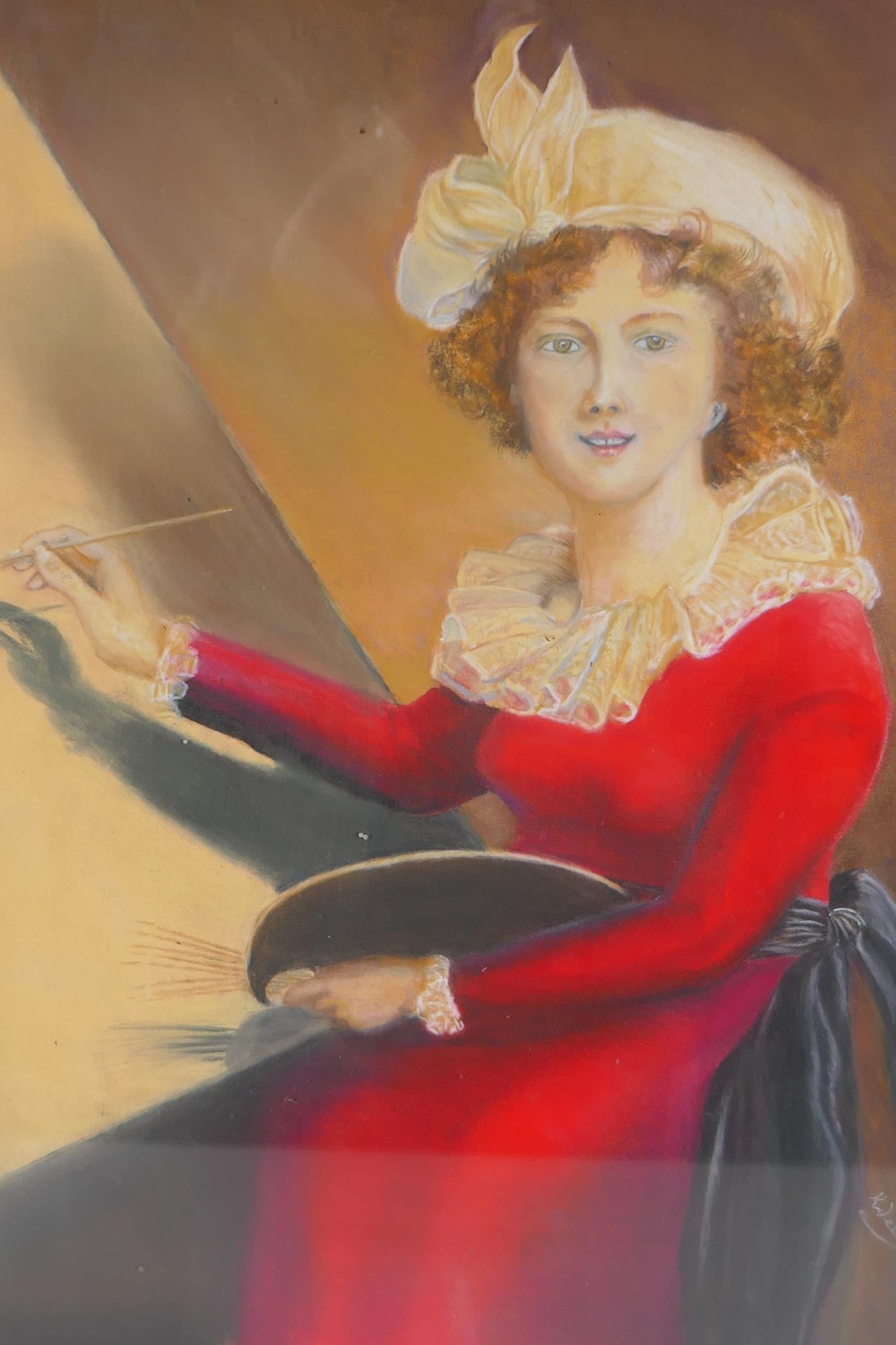 Eleanor Revere Weeden, (American, 1898-1984), self portrait, pastel on card, 11" x 15" - Image 2 of 5