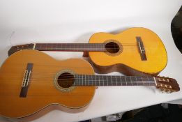 A vintage Japanese made Kimbara Spanish guitar made for F.C.N. England, model 176/F, 39" long, and a