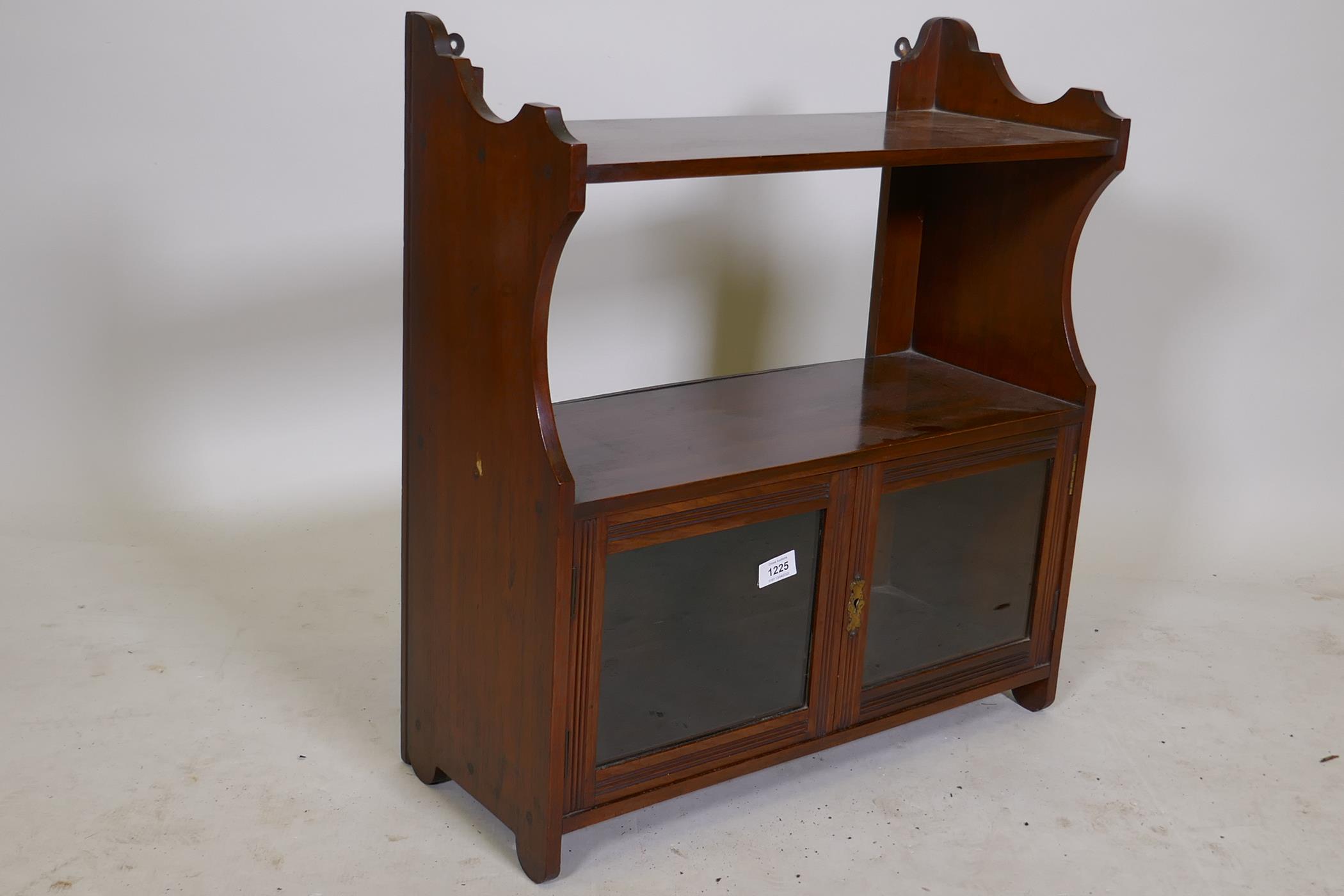 A Victorian mahogany hanging shelf with two glazed doors, 23" x 10" x 26" - Image 2 of 2
