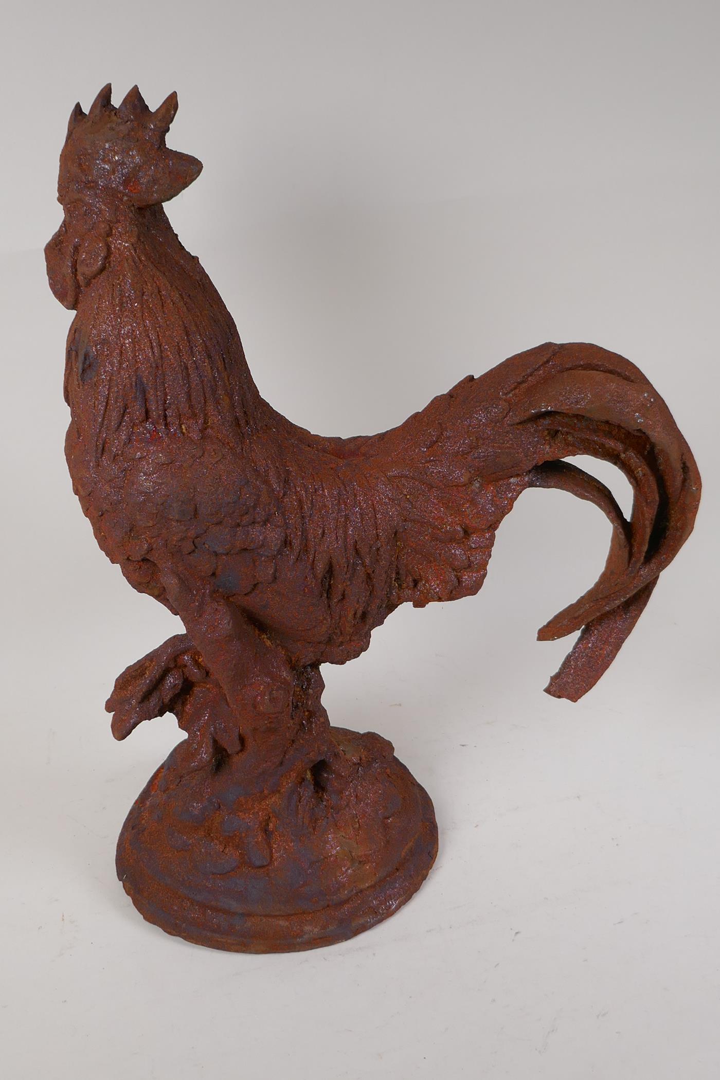 A cast iron garden figure of a cockerel, 16" high - Image 3 of 3