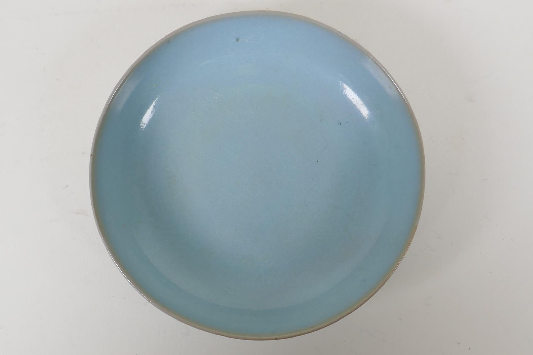 A Chinese Ru ware style porcelain dish, 5½" diameter - Image 2 of 3
