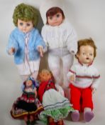 Five vintage baby dolls, largest 23" high