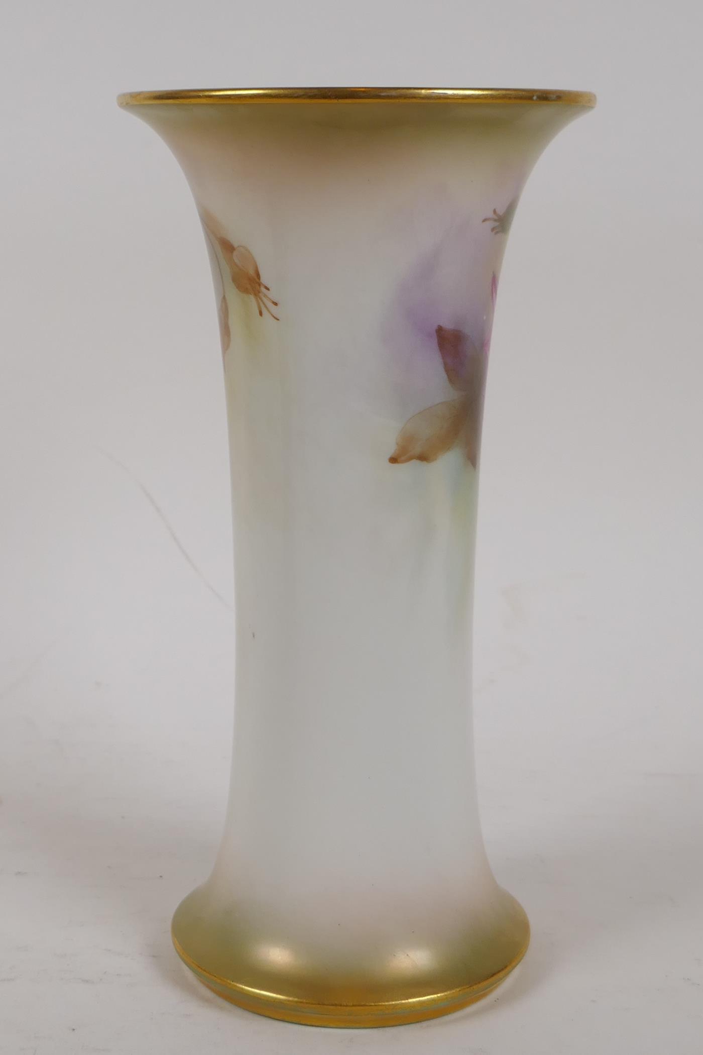 A Royal Worcester Kitty Blake vase with rose decoration, signed, 7½" high - Image 4 of 8