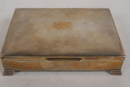 A hallmarked silver table cigarette box with wood interior, Sheffield 1959