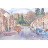 Eric Buesnel, Castle Street, Farnham, signed and dated 1988, watercolour, 20" x 14"