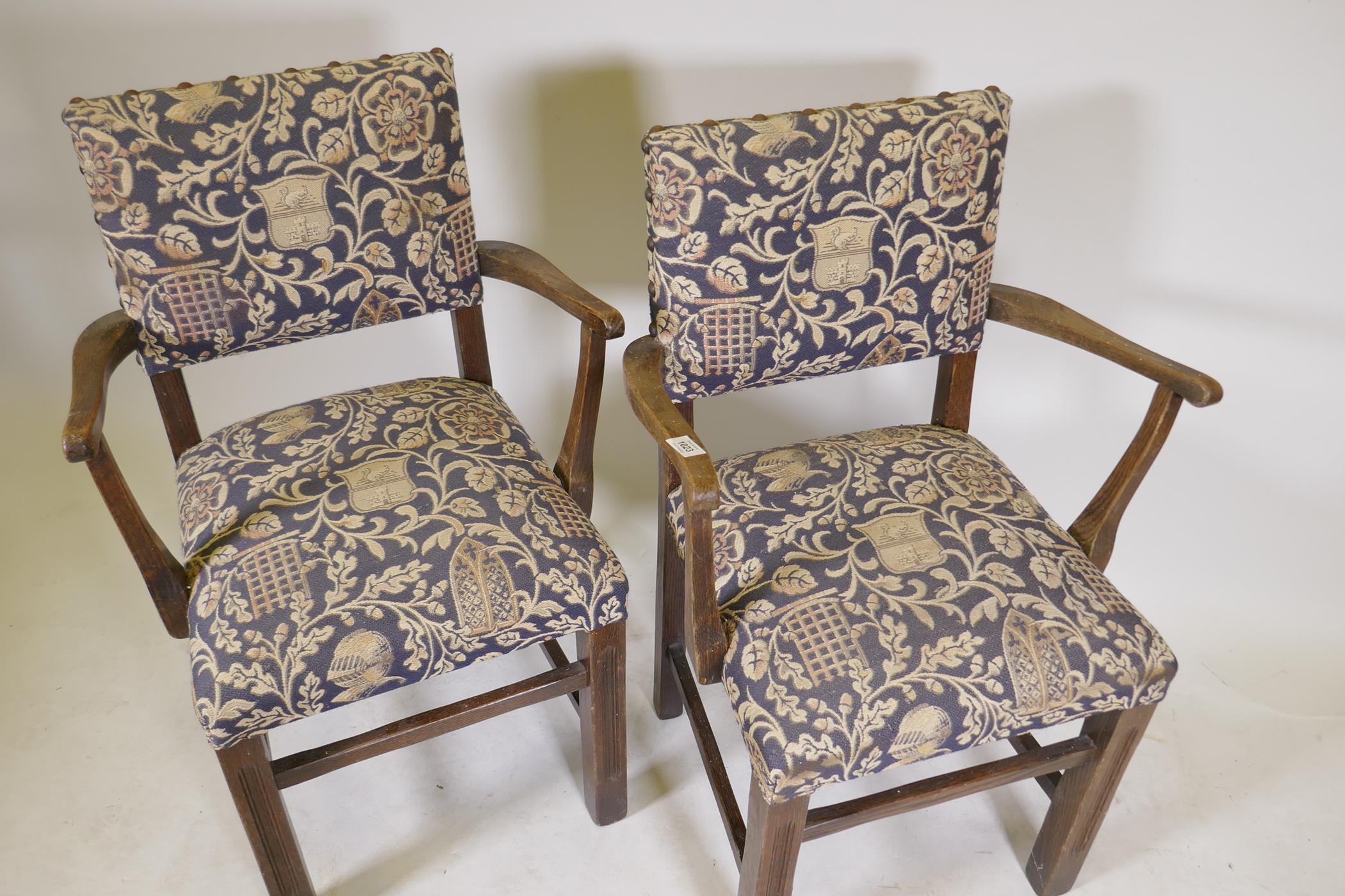 A pair of oak open arm chairs - Image 2 of 2