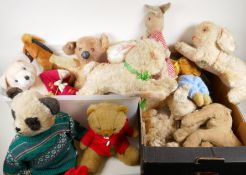 A quantity of vintage teddy bears and cuddly toys