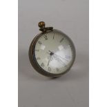 A brass and glass ball desk clock, 2½" diameter