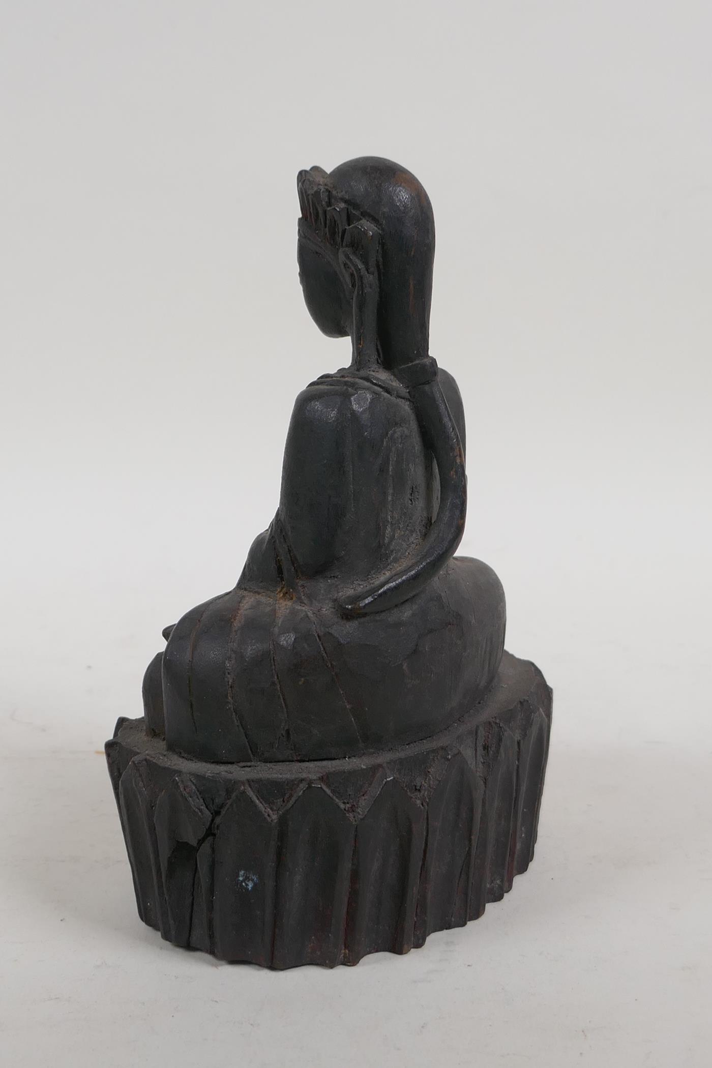 An Indian hardwood carving of a deity, 7" sfhigh - Image 4 of 5