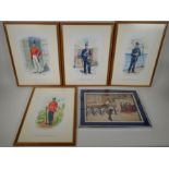 Chas C. Stadden, four full length portraits of marines in dress uniform, watercolours, and a print