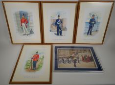 Chas C. Stadden, four full length portraits of marines in dress uniform, watercolours, and a print