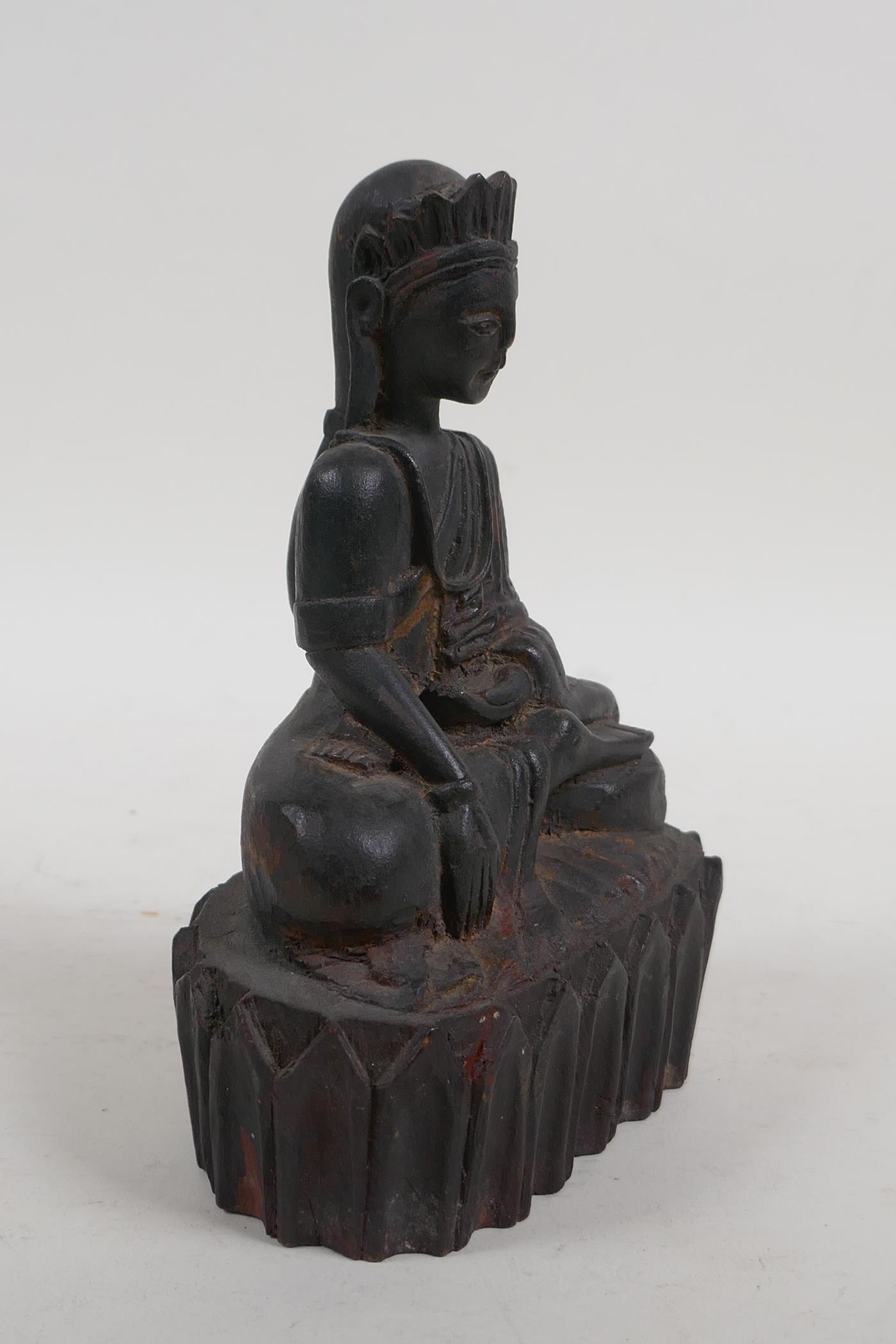 An Indian hardwood carving of a deity, 7" sfhigh - Image 3 of 5