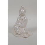 A Chinese blanc de chine porcelain Quan Yin, impressed mark to the reverse, 5" high