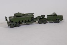 A Dinky Thornycroft Mighty Antar tank transporter and Centurion tank