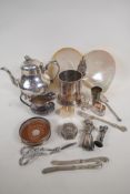 A quantity of silver plated items to include a tea pot