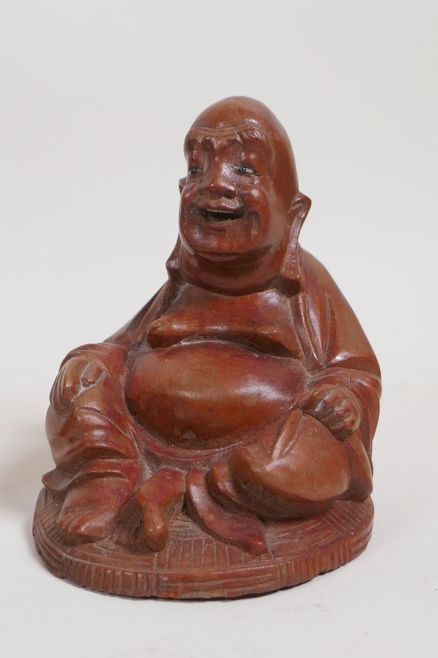 Seven Chinese carved hardwood figures, with depictions of Shao Lao and Buddha, largest 9½" high, AF - Image 8 of 8