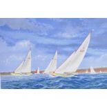 Alex Pockham, artist's proof colour print, racing yachts, signed in pencil, 23" x 17"