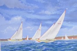 Alex Pockham, artist's proof colour print, racing yachts, signed in pencil, 23" x 17"