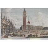 Michel Marieschi, view of St Marks Square, Venice, No 3 from a series, hand coloured C18th