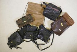 A collection of branded lady's leather handbags, Marine Leather, DKNY, Atmosphere, Mulberry,