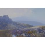 F. J. Widgery, landscape, inscribed on old label verso 'The Great Hound Tor, Dartmoor', signed,
