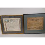 An antique map of Sussex with vignettes of Chichester Cathedral, Arundel Castle and the Chain