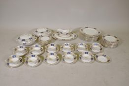 A Coalport Palladian pattern part dinner service, twelve settings, one cup missing and one with a