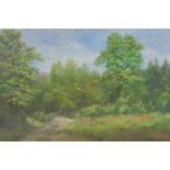 John Miller, forest scene, titled and dated in pencil verso 'Bells Yew Green 8.9.89', oil on canvas,